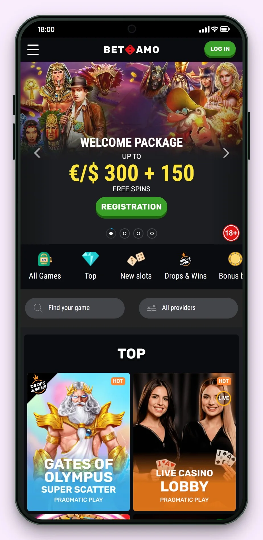 mga casino: Betamo v mobilu, lobby kasina