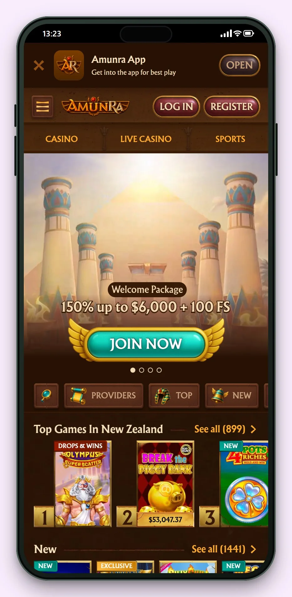 malta casino: AmunRa on a phone, the mobile lobby