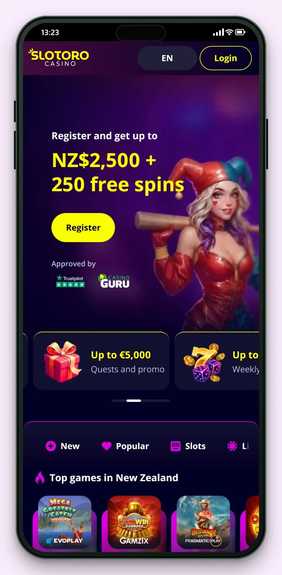 mga casino: Slotoro on a phone, the mobile lobby