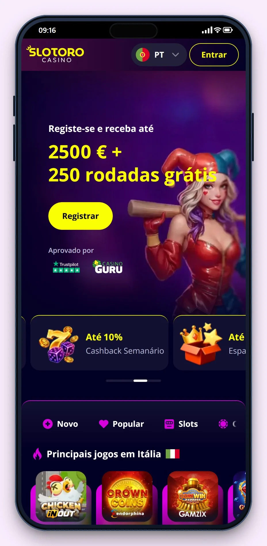casino online Malta: Slotoro no telemóvel, o lobby